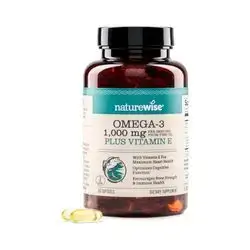 NatureWise Extra-Strength Omega 3 Fish Oil Supplement - 1000mg per Serving - 600 EPA & 400 DHA and Vitamin E