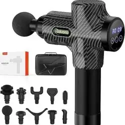 Cotsoco Massage Gun for Athletes,30 Speeds Professional Deep Tissue Massage Gun for Pain Relief,Super Quiet Percussion Muscle Massager with 10 Massage Heads(Carbon)