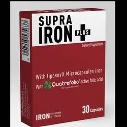 supra iron plus with quatrefolic active folic acid iron with vitamin b complex 30 capsules