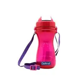 Water Bottle 500ml with Silicone Straw - Transparent Pink