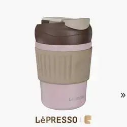 LePresso Morningscape Dual-Sip Thermal Tumbler Mug 350mL 316L Stainless Steel & Leak-Proof Lid - Pink
