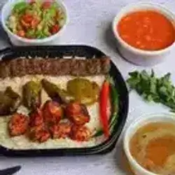 Rice With Kebab And Chicken Tikka