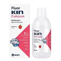 Fluor Calcium Mouthwash +5 Years Strawberry Flavour 500ml _ Kin