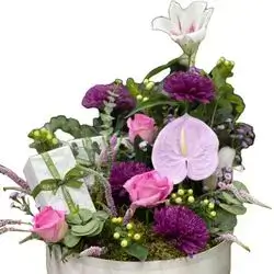 Flower Arrangement With A Gift