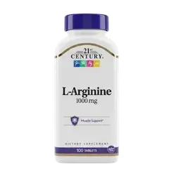 L-Arginine 1000mg Muscle Support 100 Tablets _ 21ST CENTURY