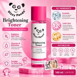Dizzy Panda Brightening Toner – Ceramide, Lactic Acid & Niacinamide Extract – 145 mL