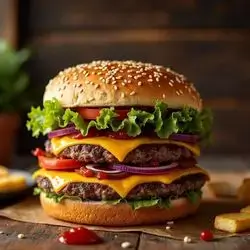 Double Local Meat Burger With Cheese