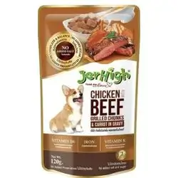 Jerhigh Chicken with Beef Grilled Chunks & Carrot in Gravy 120g