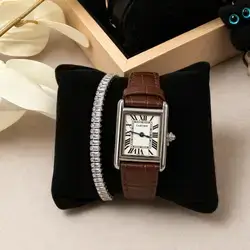 Cartier-Inspired Classic Set (Watch + Zircon Bracelet)