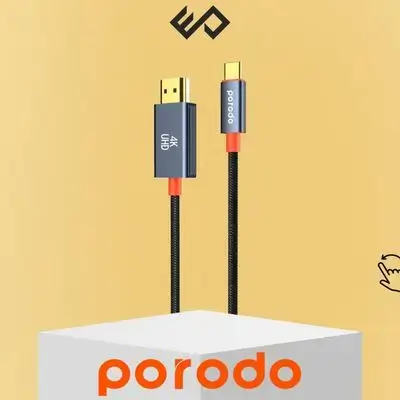 Porodo Woven Cable Type-C to HDMI 2m - Black