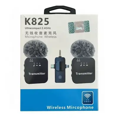 K825 Wireless Microphone 2.4GHz Ultracompact Transmitter For Vlog Live Streaming Equipment
