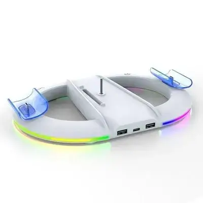 Vertical Stand Charging Dock + RBG Lighting + Controller Charger + Headset Stand