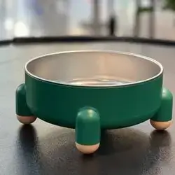 Stainless Steel Pet Bowl With Anti-Vomit Ceramic Stand For Food And Water