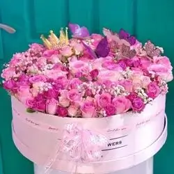 Box Of Pink Roses And Accessories