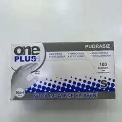 One plus gloves blue small powder free
