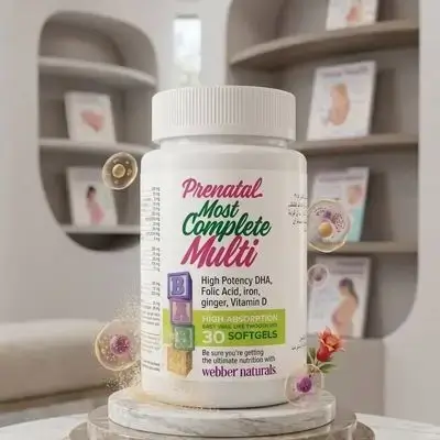 Prenatal Most Complete Multi with Folic Acid, DHA, Ginger and Vitamin D webber naturals (30 softgels)