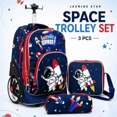 Jasmine Star 3-Piece Trolley School Bag Set