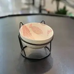 Elevated Cat Bowls With Anti-Vomit Ceramic Bowl & Metal Stand