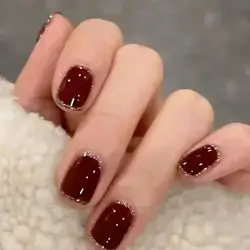 24 Pieces Of Short Square Minimalist Style Printed False Nails