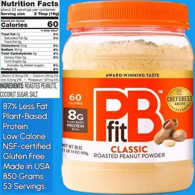 Peanut Butter Powder, 8g Plant Protein, Real Roasted Peanut, Gluten-Free, Low Calorie, Protein Powder, Low Fat, Pantry Staple, Smoothie, Oatmeal, 850g Peanut Powder