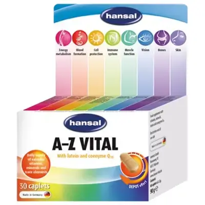 Hansal A-Z Vital Multivitamin and Mineral Food Supplement - 30 Capsules
