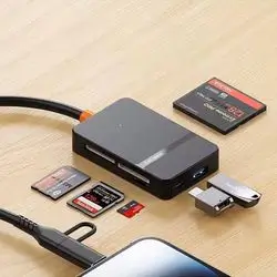 High-Speed 8-in-1 Card Reader Multi-functional USB Hub Support SD/TF/CF/MS Card Read 5Gbps Write Read U Disk Flash Card Adapter