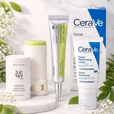 Beauty of Joseon Matte Sun Stick Mugwort + Camelia SPF 50+ PA++++, 18 g &/Cerave Facial Moisturising Lotion - 52ml - No SPF & celimax The Vita-A Retinal Shot Tightening Booster - 15ml