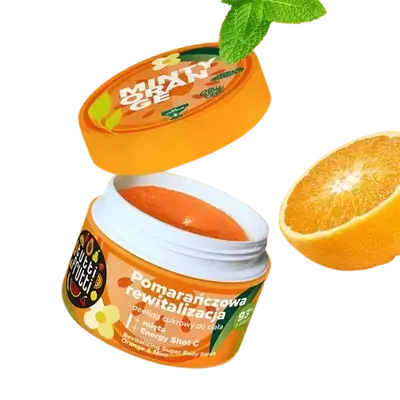 Tutti Frutti Revitalizing Body Scrub Orange and Mint+ Energy Shot C 300g _ Farmona