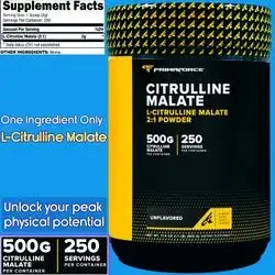 L-Citrulline Malate, Unflavored Powder, 2:1, Citrulline, L citrulline, L Citrulline Malate, 250 Servings, 500g Citrulline