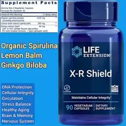 Life Extension X-R Shield, spirulina, Lemon Balm, Ginkgo biloba, Supports Cellular Integrity & DNA Health, Healthy Immune Response, Stress Balance, Healthy Aging, 90 Capsules spirulina