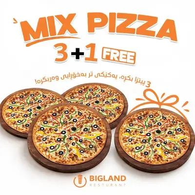 Mega Offer ( 3 Mixed Pizza + 1 Free )