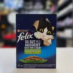 Felix Mixed Variety With Vegetable In Jelly With ( Chicken , Tomato , Salmon , courgettes ) 12pcs