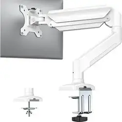 17–35-inch White Single Monitor Arm Gas Spring