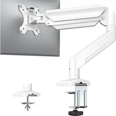 17–35-inch White Single Monitor Arm Gas Spring