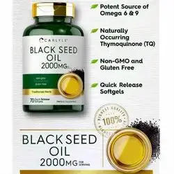 Black Seed Oil 2000mg per serving, Naturally Occurring Thymoquinone TQ, Black Seed Oil (Nigella Sativa), Omega 6 & Omega 9, 70 Softgels black seed oil