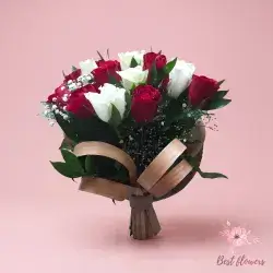 Bouquet Flowers- Red&White
