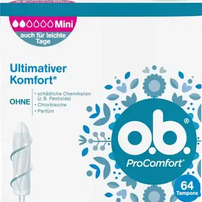 o.b. Tampons ProComfort Mini, 64 St//سدادات قطنية صغيرة بروكومفورت، 64 قطعة