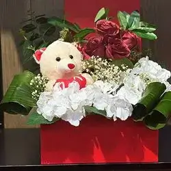 Flowers Box With Teddy