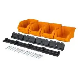 Wall Mounted Stacking Bins For Tools Set Of 8 Yellow