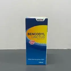 bencodyl linctus cough preparation 100ml each 5ml contain ;( diphenhydramine 14mg + ammonium chloride 135mg + menthol 1.1mg)