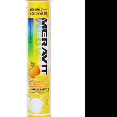 Mera Pharma - Meravit Effervescent Tablets for Immune Defense with Vitamin C, Zinc, and Vitamin D3 - Boosts immunity and reduces deficiencies