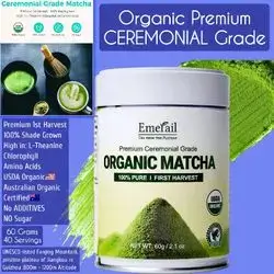 Organic Ceremonial Grade Matcha, Premium First Harvest Matcha Green Tea Powder, 100% Pure USDA-Certified, Sugar-Free Gluten-Free, Vegan, 60g, 40 Servings, matcha 