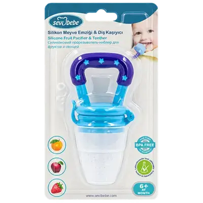 Silikon Fruit Pacifier & Teether 6+ Monthes Blue Color _ Sevibebe