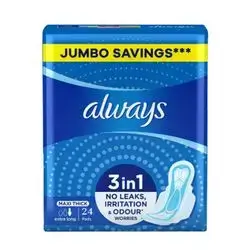 Always -feminine-pads- 3in-1-maxi thick extra-long (24pads).