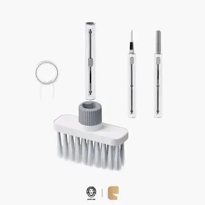 Green Lion 5-in-1 Multifunctional Cleaning Brush Kit Precision Cleaner for Keyboards, Earbuds & Electronics - White