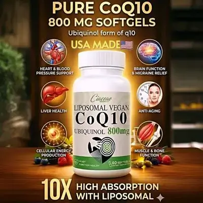 Liposomal CoQ10 800mg Ubiquinol, Max Absorption Ubiquinol Coenzyme Q10, Ubiquinol CoQ10 Supplement for Antioxidant, Heart Function, Energy Production, brain, fertility, muscle, Pure CoQ10 800mg, 60 Softgels