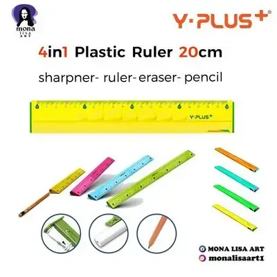 4in1 Plastic Ruler 20cm-Y.PLUS