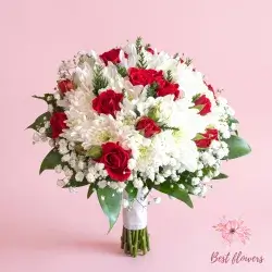 The Bride's Flower-Offwhite&Red