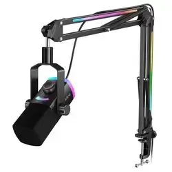 FIFINE AmpliGame AM8 Pro T USB/XLR Dynamic Microphone Kit with RGB Boom Arm Stand