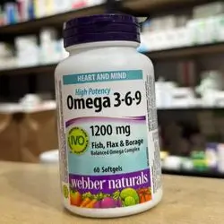 Omega 3-6-9 1200mg 60softgels webber naturals